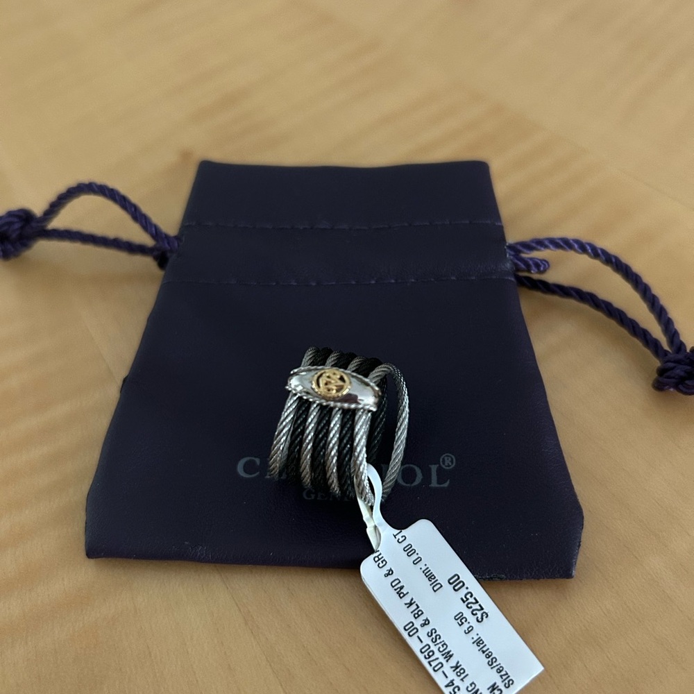 CHARRIOL Gold and Stainless Steel Celtic Ring. Size 6.5